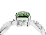 White gold Fancy Green Radiant  Solitaire Twisted Pave Diamond Ring with Four-Prong Setting_16