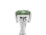 White gold Fancy Green Radiant  Solitaire Twisted Pave Diamond Ring with Four-Prong Setting_17