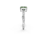 White gold Fancy Green Radiant  Solitaire Twisted Pave Diamond Ring with Four-Prong Setting_178