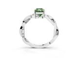 White gold Fancy Green Radiant  Solitaire Twisted Pave Diamond Ring with Four-Prong Setting_179