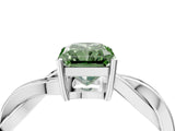 White gold Fancy Green Radiant  Solitaire Twisted Pave Diamond Ring with Four-Prong Setting_180