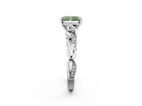 White gold Fancy Green Radiant  Solitaire Vine Band with Milgrain Prong Setting_5