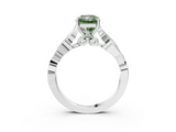 White gold Fancy Green Radiant  Solitaire Vine Band with Milgrain Prong Setting_6