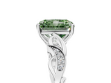 White gold Fancy Green Radiant  Solitaire Vine Band with Milgrain Prong Setting_8