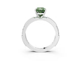White gold Fancy Green Radiant  Solitaire with Pavé Band and Four-Prong Setting_318