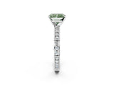 White gold Fancy Green Radiant  Solitaire with Pavé Band and Four-Prong Setting_320