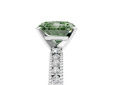 White gold Fancy Green Radiant  Solitaire with Pavé Band and Four-Prong Setting_320
