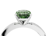 White gold Fancy Green Radiant  Solitaire with Pavé Band and Four-Prong Setting_322