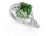 White gold Fancy Green Radiant  Solitaire with Pavé Twist Band and Four-Prong Setting_73