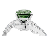 White gold Fancy Green Radiant  Solitaire with Pavé Twist Band and Four-Prong Setting_76