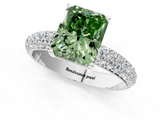White gold Fancy Green Radiant  Solitaire with Pave Band and Four-Prong Setting_4