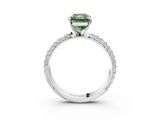 White gold Fancy Green Radiant  Solitaire with Pave Band and Four-Prong Setting_6