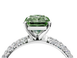 White gold Fancy Green Radiant  Solitaire with Pave Band and Four-Prong Setting_7