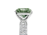 White gold Fancy Green Radiant  Solitaire with Pave Band and Four-Prong Setting_8