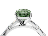 White gold Fancy Green Radiant  Solitaire with Side Baguettes and Channel Set Band_62