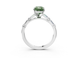 White gold Fancy Green Radiant  Solitaire with Side Baguettes and Channel Set Band_62