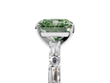 White gold Fancy Green Radiant  Solitaire with Side Baguettes and Channel Set Band_64