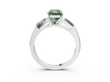 White gold Fancy Green Radiant  Solitaire with Tapered Baguette Side Stones on a Classic Band with Four-Prong Setting_118