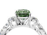 White gold Fancy Green Radiant  Three-Stone Diamond Ring with Pavé Split Shank and Four-Prong Setting_100