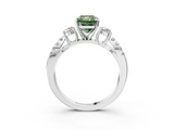 White gold Fancy Green Radiant  Three-Stone Diamond Ring with Pavé Split Shank and Four-Prong Setting_94