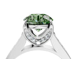 White gold Fancy Green Round  Brilliant Cut Diamond Engagement Ring with Pavé Band and Four-Prong Setting_74