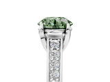 White gold Fancy Green Round  Brilliant Cut Diamond Engagement Ring with Pavé Band and Four-Prong Setting_75