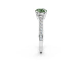 White gold Fancy Green Round  Brilliant Cut Diamond Engagement Ring with Pavé Band and Four-Prong Setting_75