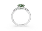 White gold Fancy Green Round  Brilliant Cut Diamond Five-Stone Prong Set Engagement Ring with Channel Band_6