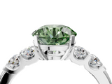 White gold Fancy Green Round  Brilliant Cut Diamond Five-Stone Prong Set Engagement Ring with Channel Band_7