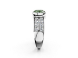 White gold Fancy Green Round  Brilliant Diamond Channel Set Wide Band Ring with Bezel Setting_22