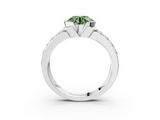 White gold Fancy Green Round  Brilliant Diamond Channel Set Wide Band Ring with Bezel Setting_23