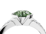 White gold Fancy Green Round  Brilliant Diamond Channel Set Wide Band Ring with Bezel Setting_24