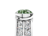 White gold Fancy Green Round  Brilliant Diamond Channel Set Wide Band Ring with Bezel Setting_25