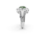 White gold Fancy Green Round  Brilliant Flower Halo Diamond Split Shank Ring_65