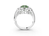 White gold Fancy Green Round  Brilliant Flower Halo Diamond Split Shank Ring_66