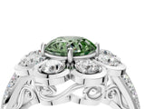 White gold Fancy Green Round  Brilliant Flower Halo Diamond Split Shank Ring_67
