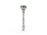 White gold Fancy Green Round  Brilliant Pavé Band Solitaire with Four-Prong Setting_60