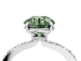 White gold Fancy Green Round  Brilliant Pavé Band Solitaire with Four-Prong Setting_62