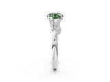 White gold Fancy Green Round  Brilliant Solitaire with Leaf Motif Band and Four-Prong Setting_64