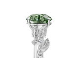 White gold Fancy Green Round  Brilliant Solitaire with Leaf Motif Band and Four-Prong Setting_66