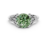 White gold Fancy Green Round  Brilliant Solitaire with Pave Band and Four-Prong Setting_20