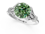 White gold Fancy Green Round  Brilliant Solitaire with Pave Band and Four-Prong Setting_21