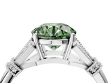 White gold Fancy Green Round  Brilliant Solitaire with Pave Band and Four-Prong Setting_24