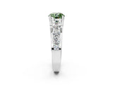 White gold Fancy Green Round  Brilliant Solitaire with Side Stones on a Pave Band and Four-Prong Setting_113