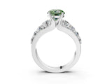 White gold Fancy Green Round  Brilliant Solitaire with Side Stones on a Pave Band and Four-Prong Setting_114