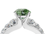 White gold Fancy Green Round  Brilliant Solitaire with Side Stones on a Pave Band and Four-Prong Setting_115