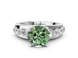 White gold Fancy Green Round  Brilliant Solitaire with Side Stones on a Pave Band and Four-Prong Setting_15