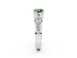 White gold Fancy Green Round  Brilliant Solitaire with Side Stones on a Pave Band and Four-Prong Setting_266