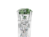 White gold Fancy Green Round  Brilliant Solitaire with Side Stones on a Pave Band and Four-Prong Setting_272