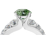 White gold Fancy Green Round  Brilliant Solitaire with Side Stones on a Pave Band and Four-Prong Setting_40